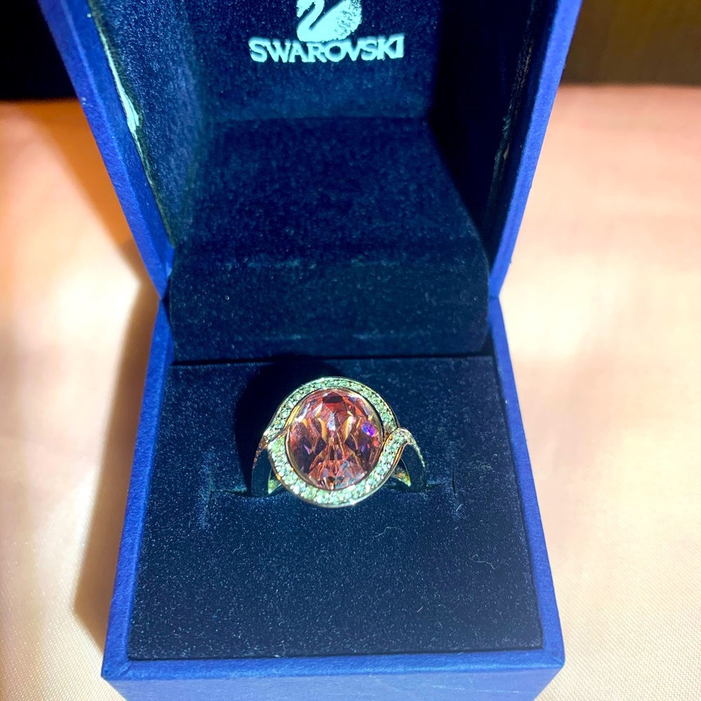 Swarovski pink and clear crystals ring